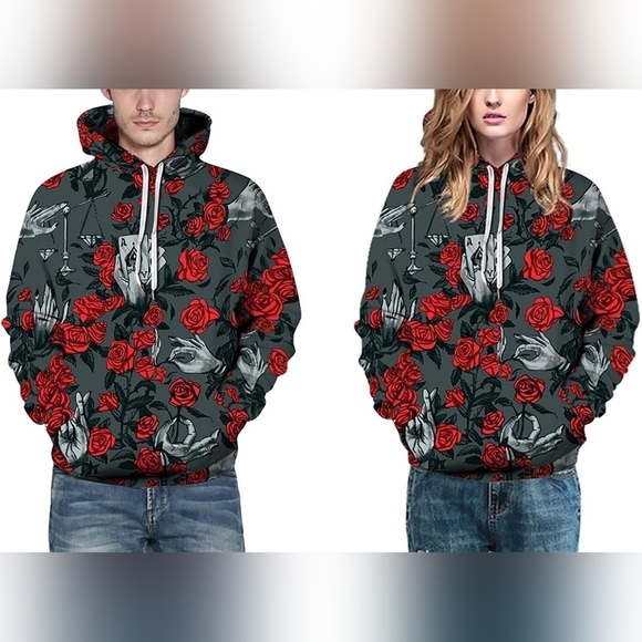 New Men's Graphic Drawstring Hoodie Sweater Multiple Sizes - Picture 5 of 5